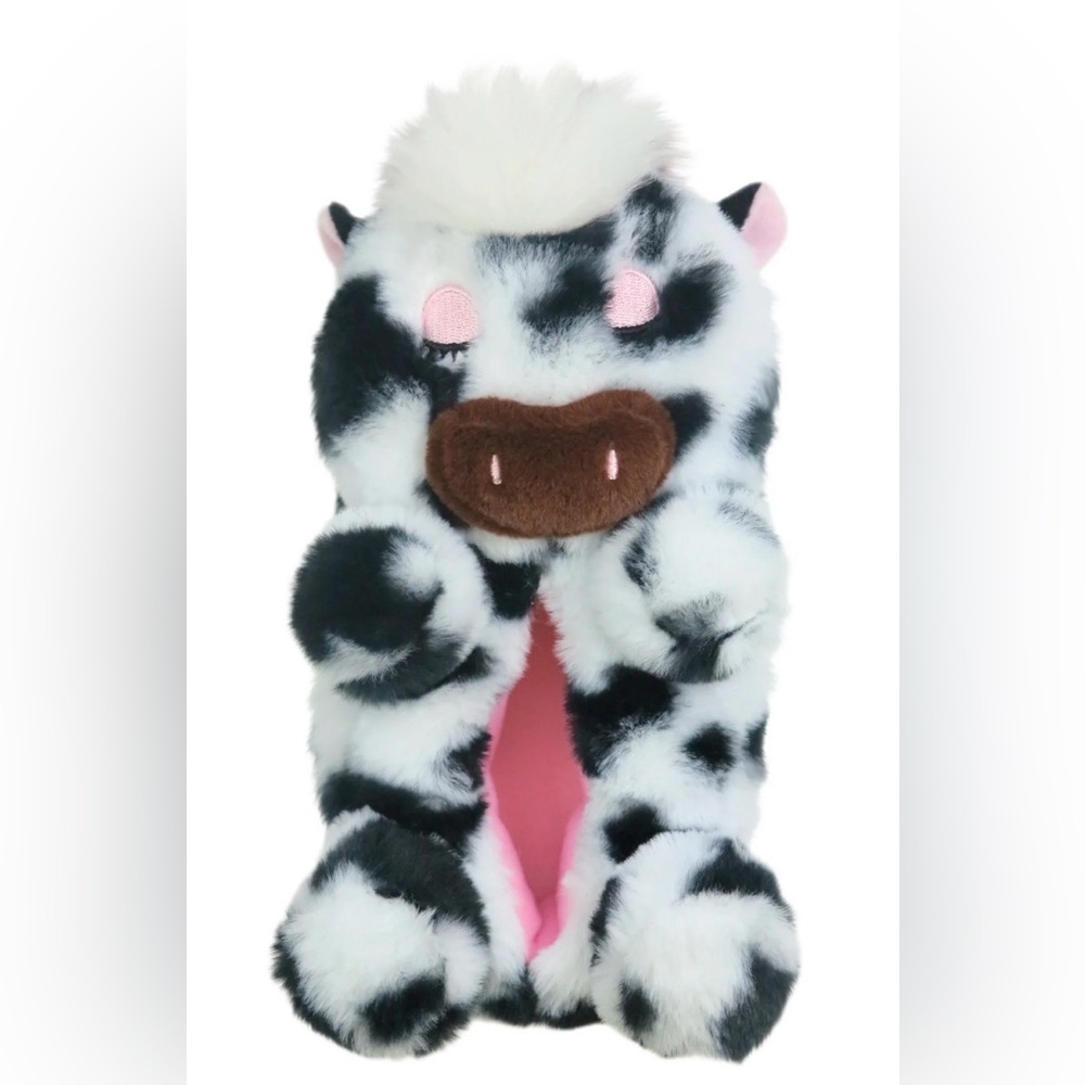 Wonder Nation toddler girls Cow plush easy  on off slippers; size: 7-8